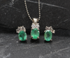 Sterling Silver Emerald Set - Oval- 7.5 mm x 6 mm - J10021