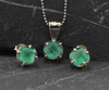 Sterling Silver Emerald Set - Square- 7 mm - J10022