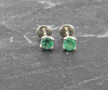 Sterling Silver Emerald Studs Earrings - Round - J10025