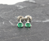 Emerald Studs Earrings - Sterling Silver  - Round - J10024