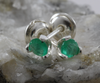 Emerald Studs Earrings - Sterling Silver  - Round - J10024